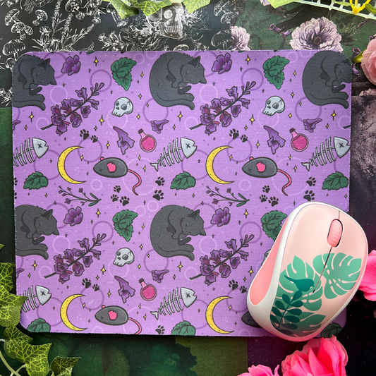 Witchy Cat Rectangle Mouse Pad