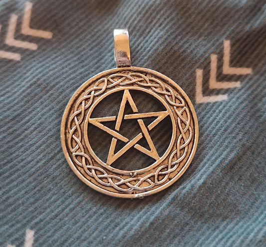 Silver Tone Celtic Knot Pentagram Charm