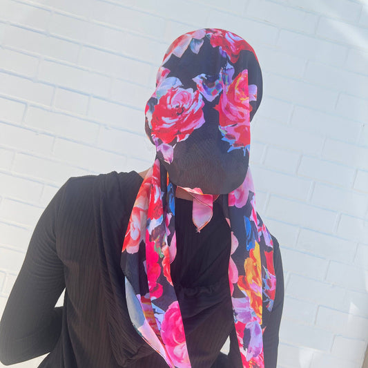 Layla Roses Chiffon Headscarf