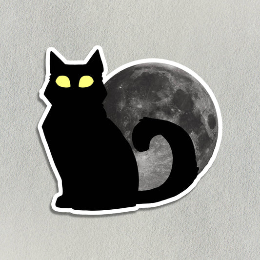 Black Cat and Moon Sticker