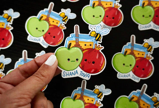 Apple, Pomegranate, Honey and Bee Shana Tova Vinyl Sticker