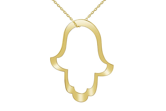 Hamsa Silhouette Necklace in Gold