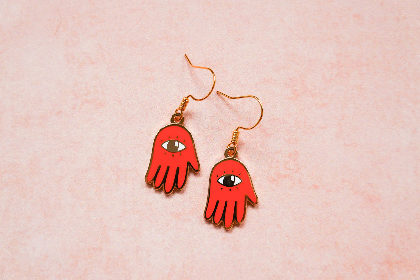 Cherry Red Hamsa Hand Earrings