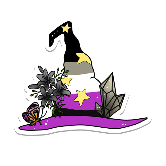 Asexual Pride Flag Witch Hat Vinyl Sticker