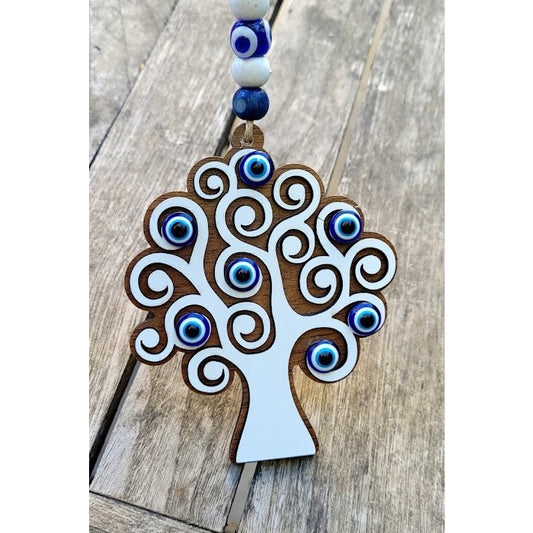 Tree of Life with Ayin Harah Inlay - Wood Laser Cut Amulet