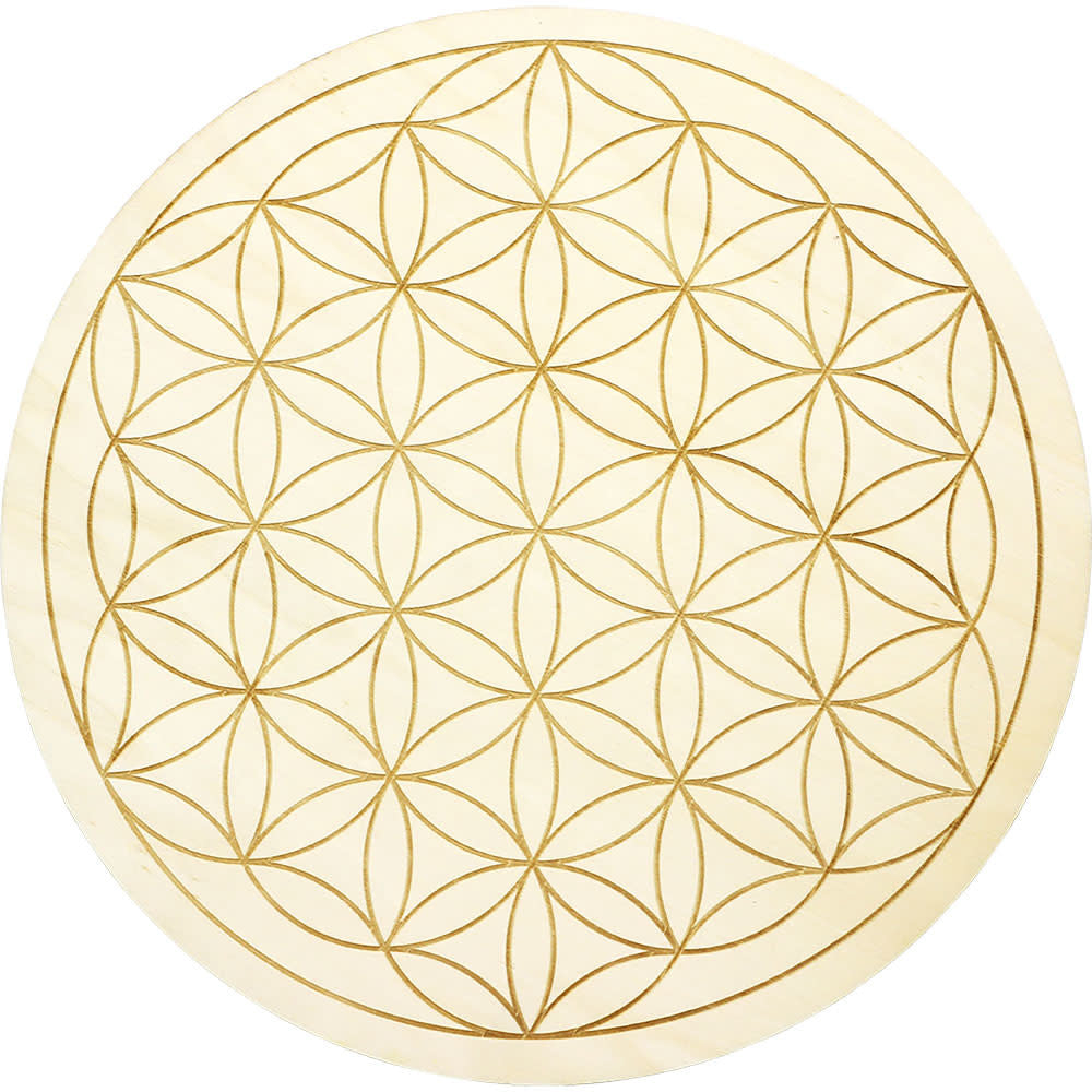 Wooden Flower of Life Crystal Grid